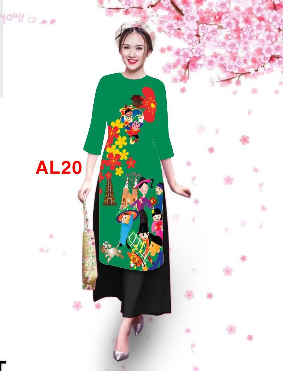 Set áo dài cách tân  in chợ phiên cao cấp AL20